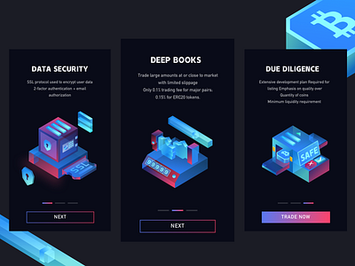 Guide page 2.5d 3d animation 2d app blockchain branding btc c2cx creative direction crypto cryptocurrency design gui design guide page guide pages icon illustration ui ux