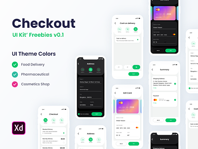 Checkout Free UI KIT - For Adobe XD adobexd app behance checkout colors design dribbble interface minimal online online store shopping ux