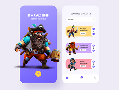 Karactro App 3d android dribbble gamingui india interface ios minimal minimalist uiux ux