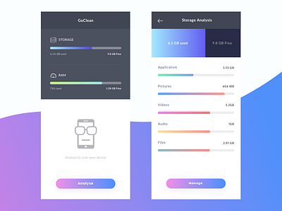 Storage Analyser analyse data files manage music storage ui ux