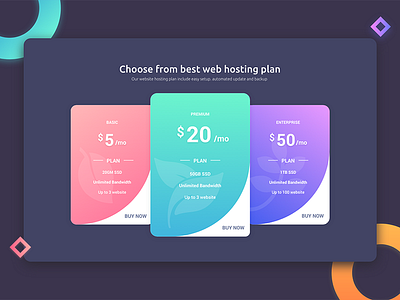 Pricing Page choose interface offer plan price rate ui ux web