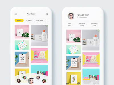 Pin Board app board design favorite mockup pin portfolio star ui ux