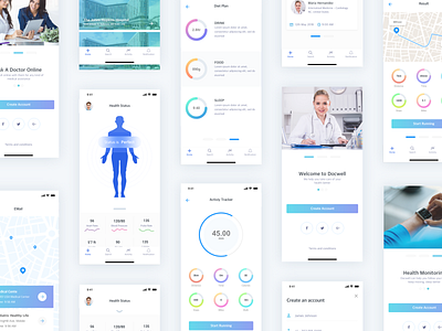 DocWell App - iOS andriod apps colors doctor doctor app dribbble health interface ios medical minimal ui uikit uiux ux