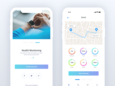 Health Monitoring activity app apps colors design dribbble fitness health interface ios iwatch medical minimal running running app tracker tracking ui ux