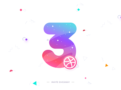 3 Dribbble Invites 3 apps colors design dribbble giveaway illustration interface invitation invite ios minimal typography ui ux vector