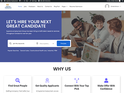 Recruitment company landing page.