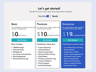 Pricing page design