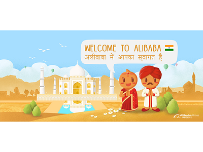 India illustration painting，alibaba，india ui vector
