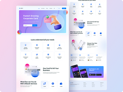 Banking website landing page app app design app ui banking app banking website credit card design figma design financial website ui ux