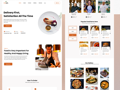 Landing page for a restaurant