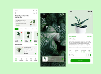 Plant shopping app design ui