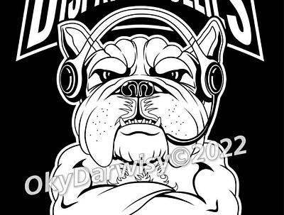 Buldog with earphone animal design digitaldrawing draw drawing graphic design illustration pet vector