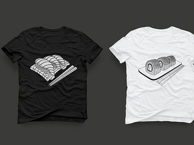 Design T-Shirt B&W black and white bw design design t shirt draw drawing food draw fooddesign graphic design salmon sushi t shirt