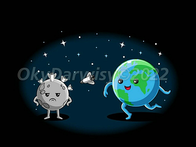 Moon Landing cartoon cute draw design digital digital drawing draw drawing earth graphic design moon landing t shirt