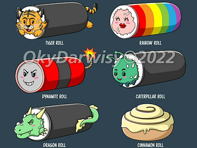 Sushi Rolls Animals animal design draw drawing graphic design illustration t shirt