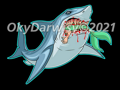 Shark Eating Mermaid design digital drawing draw drawing freehand graphic design illustration mermaid shark draw t shirt vector
