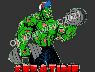 Creatine Zombie animal cartoon creatine creatine zombie dark design draw drawing fitness draw graphic design green hulk illustration t shirt zombie