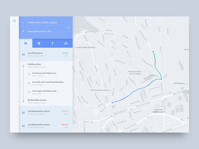 Directions Module UI Challenge by Jae-seong, Jeong on Dribbble