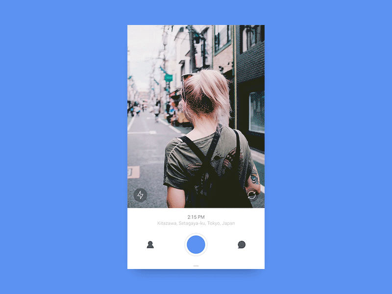 Camera UI & Interaction interaction app gif social message send clean simple camera photo image light