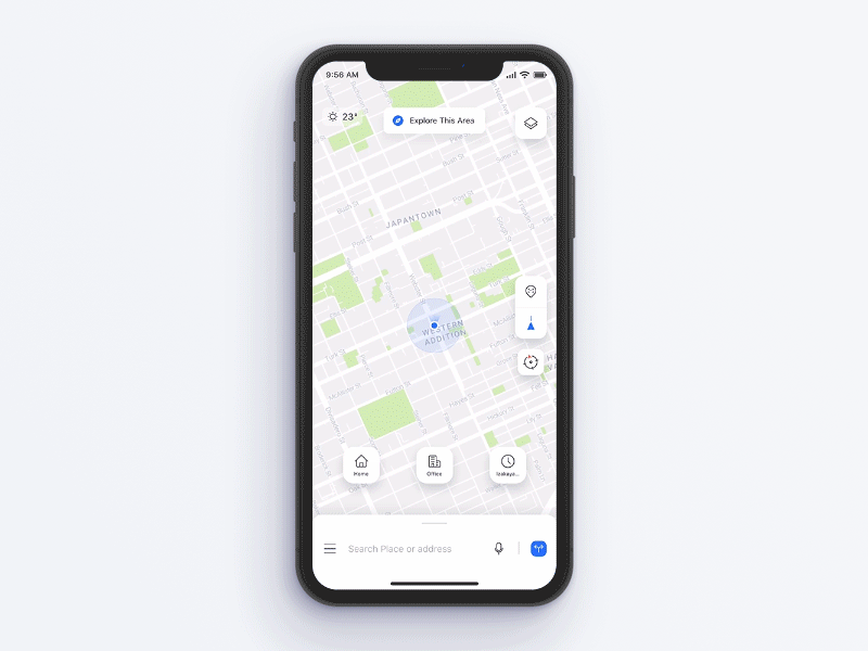 iPhone X - Maps App Concept animation app gif interaction ios iphone x maps mobile navigation nearby product design ui ux