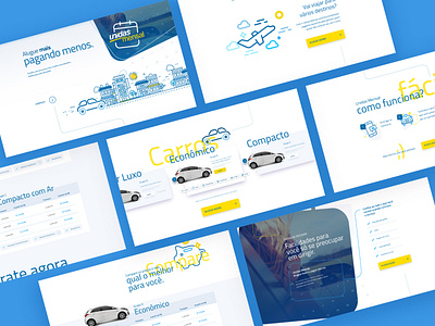 Unidas Mensal blue car rent desktop rent a car rental rental car ui uiux ux webdesign website yellow