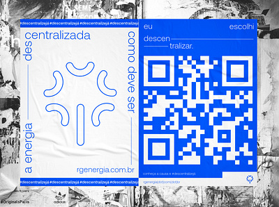 RG Energia ad campaign posters ad billboard blue brand branding campaign logo logotype poster qr code white and blue