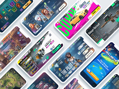 UI/UX, Visual Design for Games fps game games gear interface inventory main menu mobile game mobile games mobile gaming racing shooter strategy tennis ui uiux ux visual design weaponry
