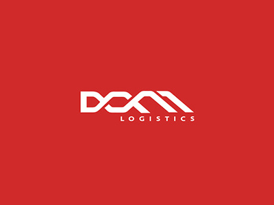 DOM Logistics brand branding logistics logo logotype path red squared white