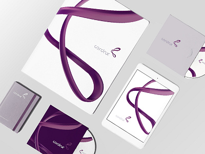 Cordax stationary branding case cd logo logotype purple stationary white