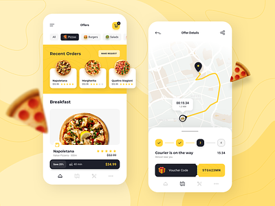 Dasher - Food Delivery App coupon delivery delivery app food food app food delivery food delivery app map mobile app pizza progress bar voucher