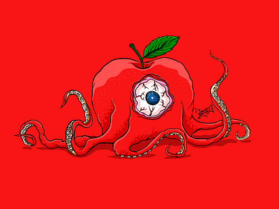 Octopple apple creative drawn hand illustration illustrator octopus red