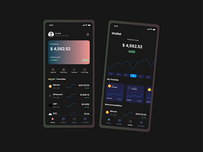 Frippz - Crypto Wallet bitcoin crypto crypto wallet dark version ui mobile app ui nft trading ui ui design ui gradient wallet