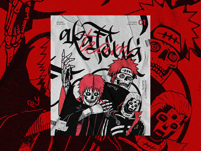 Akatsuki Skull anime Poster 9 tailed fox anime art bones concept creative death design draw dribbble hidan nagato pain red rock sasori skull team