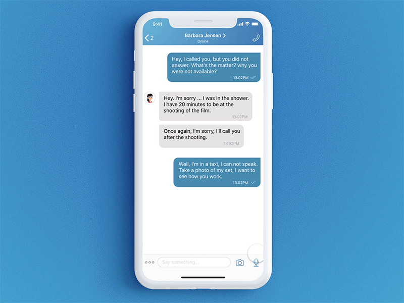 Voice message interaction for YunGO application animation app application application design blue chat design framer x gif interaction interaction design ios iphone 10 iphonex sketch ui uiux ux