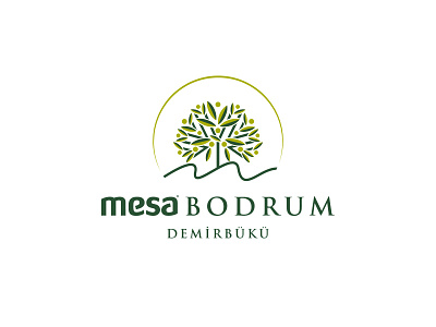 Mesa Bodrum bodrum design green colors logo mesa tree emblem