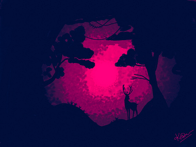 Dark Night bg painting dark night deer jungle