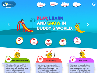 Pre-School Website charcters colors kids preschool ui webdesign
