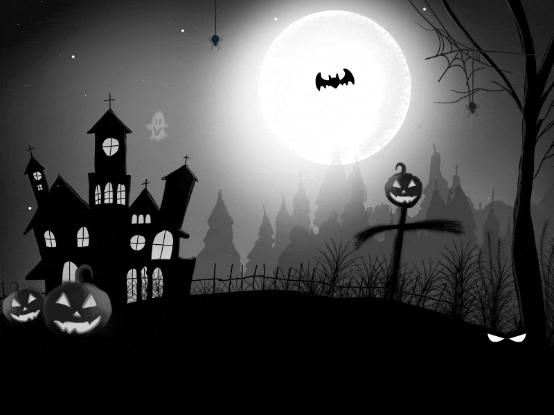 Halloween animation 2d animation background colors flat art halloween halloween party illustration