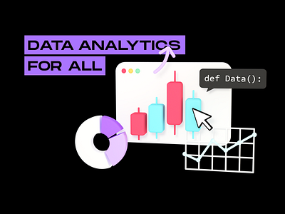'Data Analytics For All' 3d illustration ux