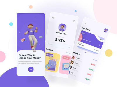 Money Management App app design branding design figma interaction design mobile app modern ui trendy ui ui uiux