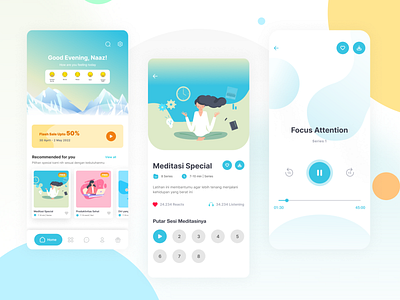 Meditation App design app design branding design figma interaction design mobile app modern ui ui uiux