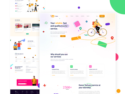 Courier Service Website branding design figma interaction design landing page modern ui trendy ui ui uiux web design website design