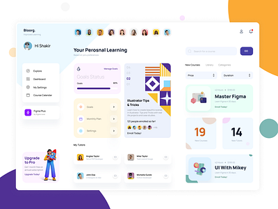 Learning Dashboard admin panel dashboard dashboard ui design figma interaction design modern ui trendy ui ui uiux