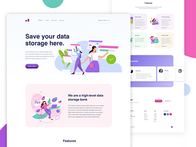 Data warehouse website design figma interaction design landing page modern ui trendy ui ui uiux web design website design