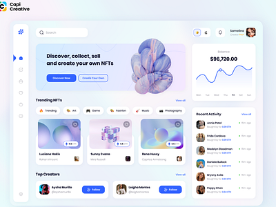 NFT Dashboard UI design figma interaction design modern ui trendy ui ui uiux web design