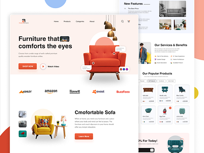 Furniture website UI Design design figma interaction design landing page modern ui trendy ui ui uiux web design website design