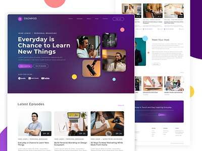 Podcast website design figma interaction design landing page modern ui trendy ui ui uiux web design website design
