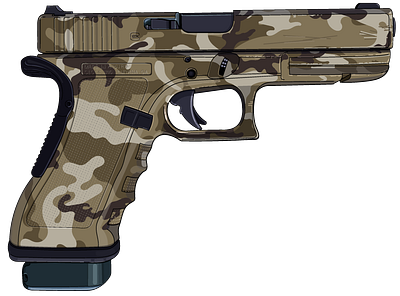 Glock Seventeen 2a art digital illustration multicam pistol vector woodland