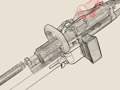 WIP M249 Squad Automatic Weapon 2a art concept art digital illustration procreate sketch