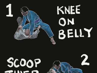 Knee on Belly to Armbar bjj digital draw illustration martial arts procreate sketch